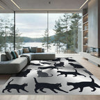 Black Cats Silhouettes Throughout Rug