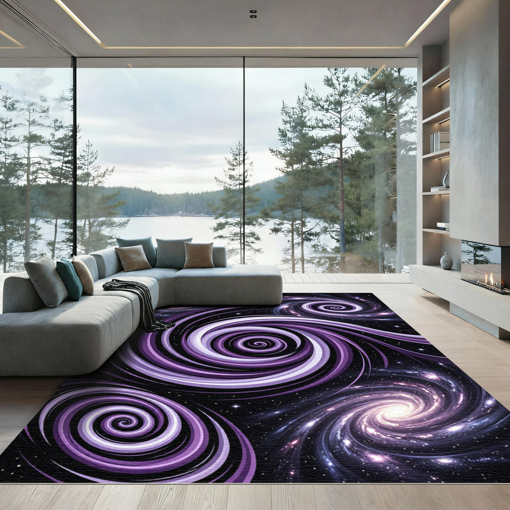 Cosmic Purple Swirl Interstellar Galaxy Rug