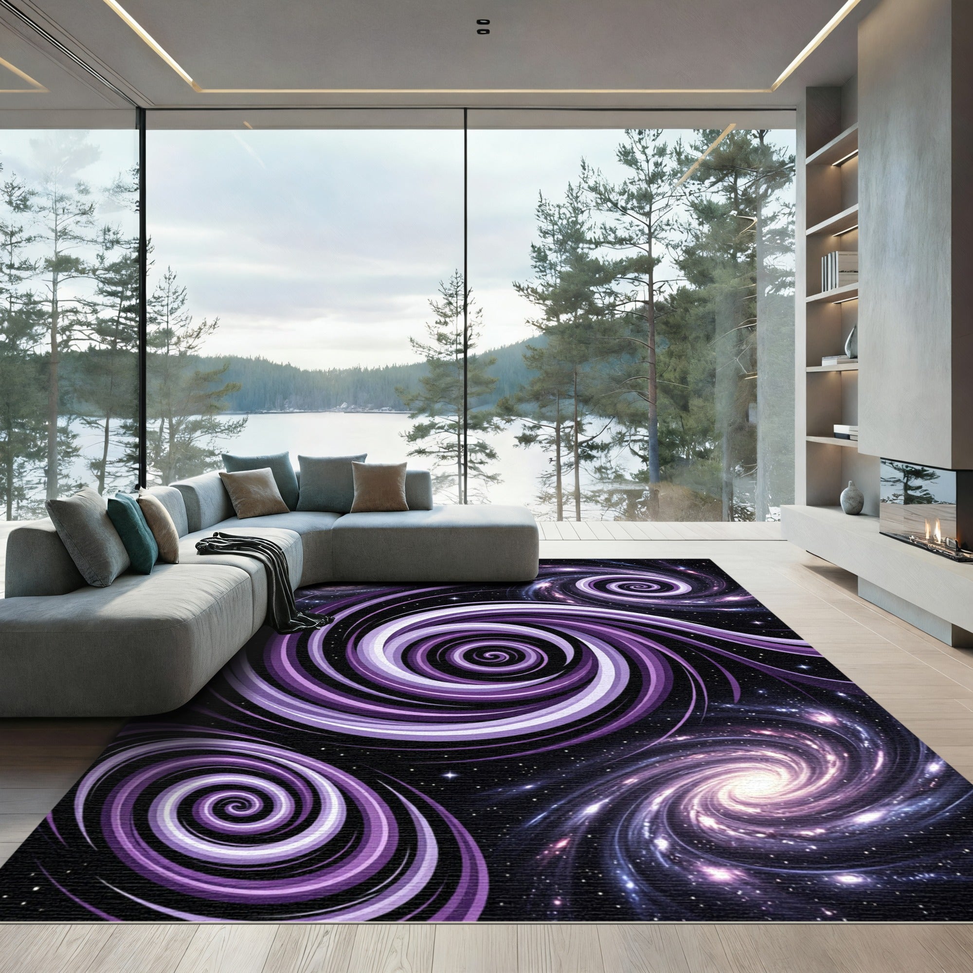Cosmic Purple Swirl Interstellar Galaxy Rug