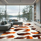 Dynamic Amber Brush Stroke Swirl Rug