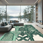 Deep Green Intricate Arabesque Arches Rug