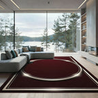 Crimson Silver Geometric Ring Rug