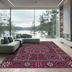 Ornate Pink and Gold Starburst Medallion Rug