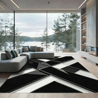 Monochrome Geometric Overlap Layers Rug