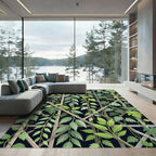 Lush Green Botanical Trellis Garden Rug