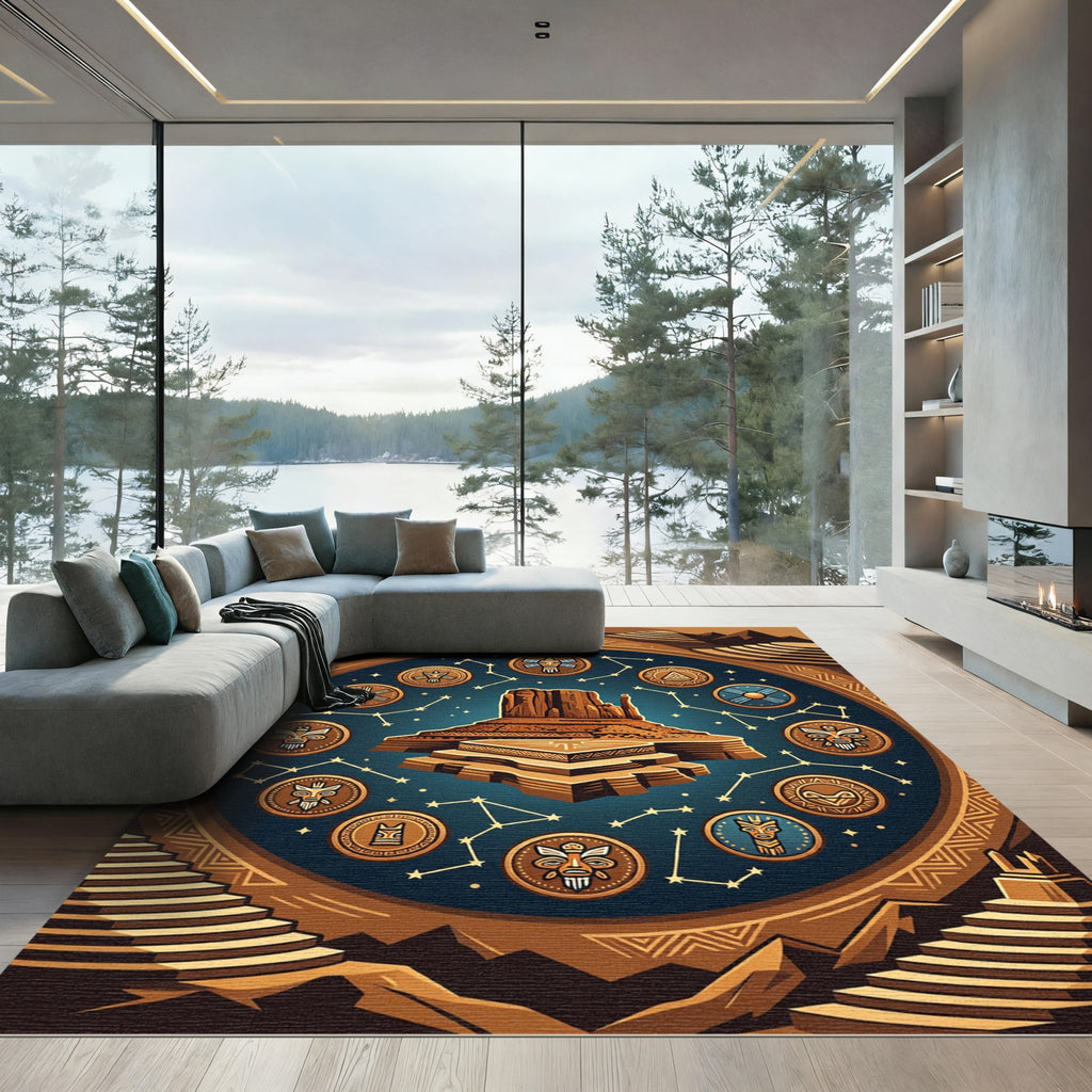 Celestial Mesa Astral Totem Bronze Round Rug