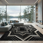 Monochromatic Geometric Layered Accordion Rug