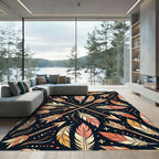 Tribal Arrows Feathers Coral Yellow Rug