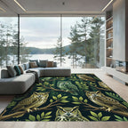 Green Brown Owl Forest Branch Repeats Rug