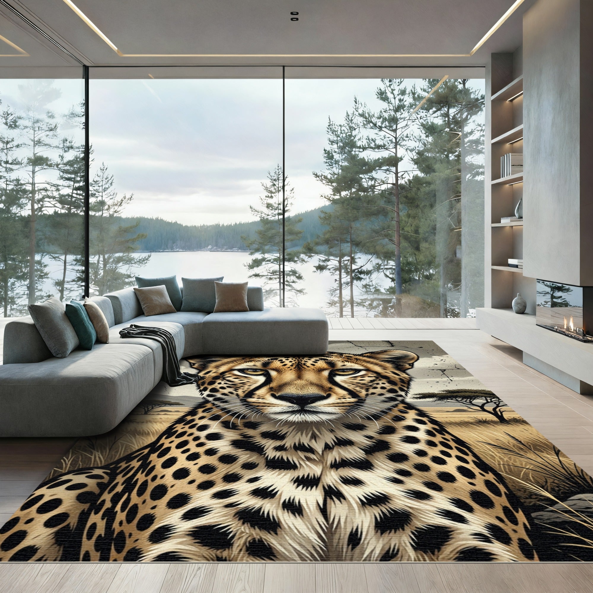 Golden Cheetah Spot Savannah Portrait Rug