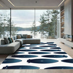 Midnight Blue Surfboard Graphic Illustration Rug