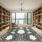 Gray Quatrefoil Lattice Arch Rug