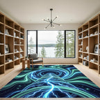 Ethereal Blue Neon Galactic Vortex Vortex Rug