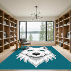 Arctic Wolf Blue Eyes White Fur Rug