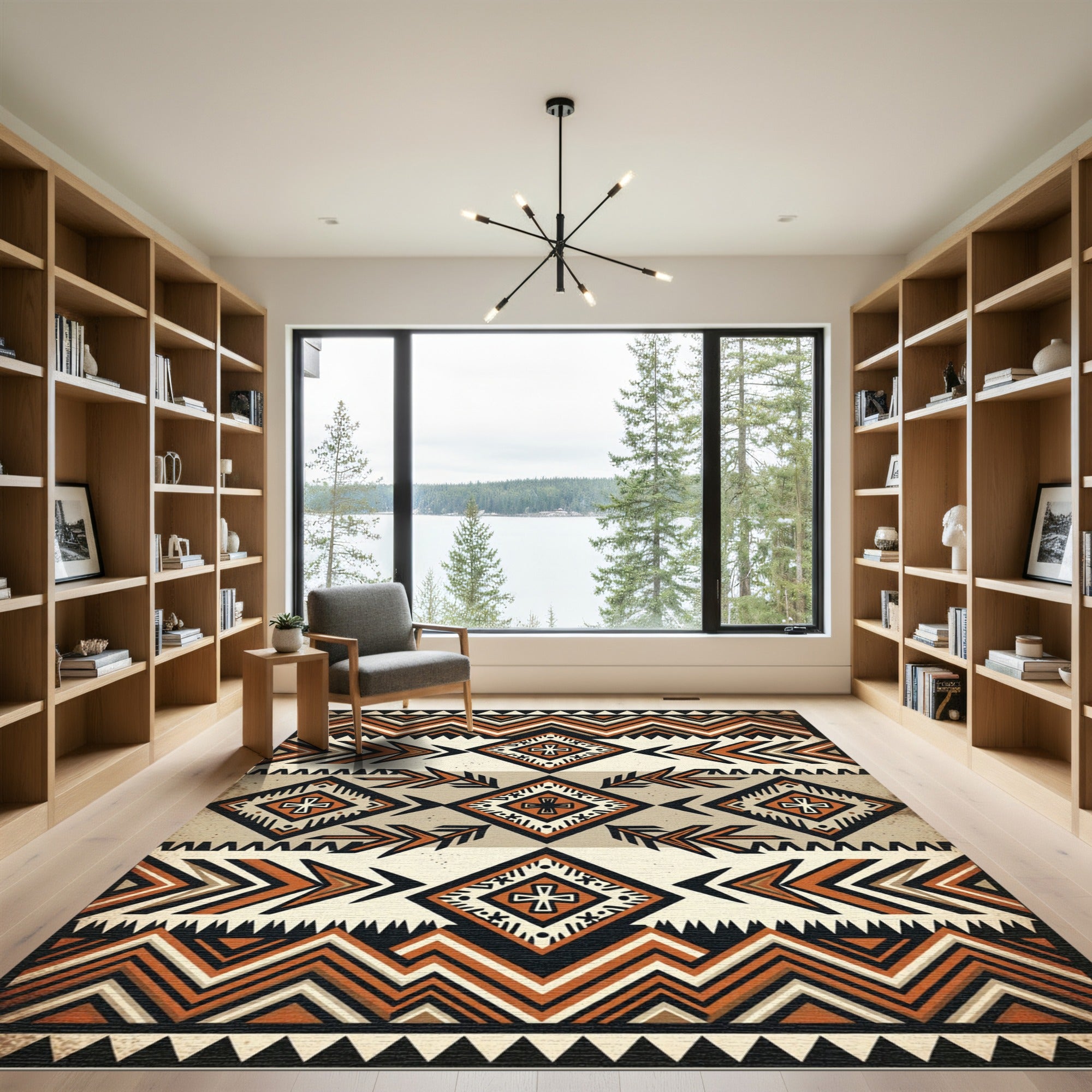 Earthy Geometric Tribal Diamond Creamsicle Rug