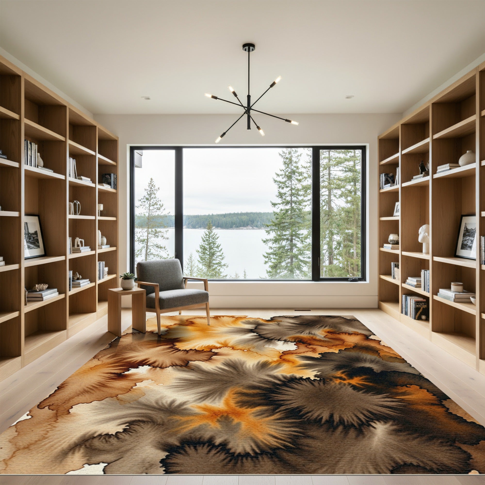 Earthy Warm Tones Abstract Swirl Rug
