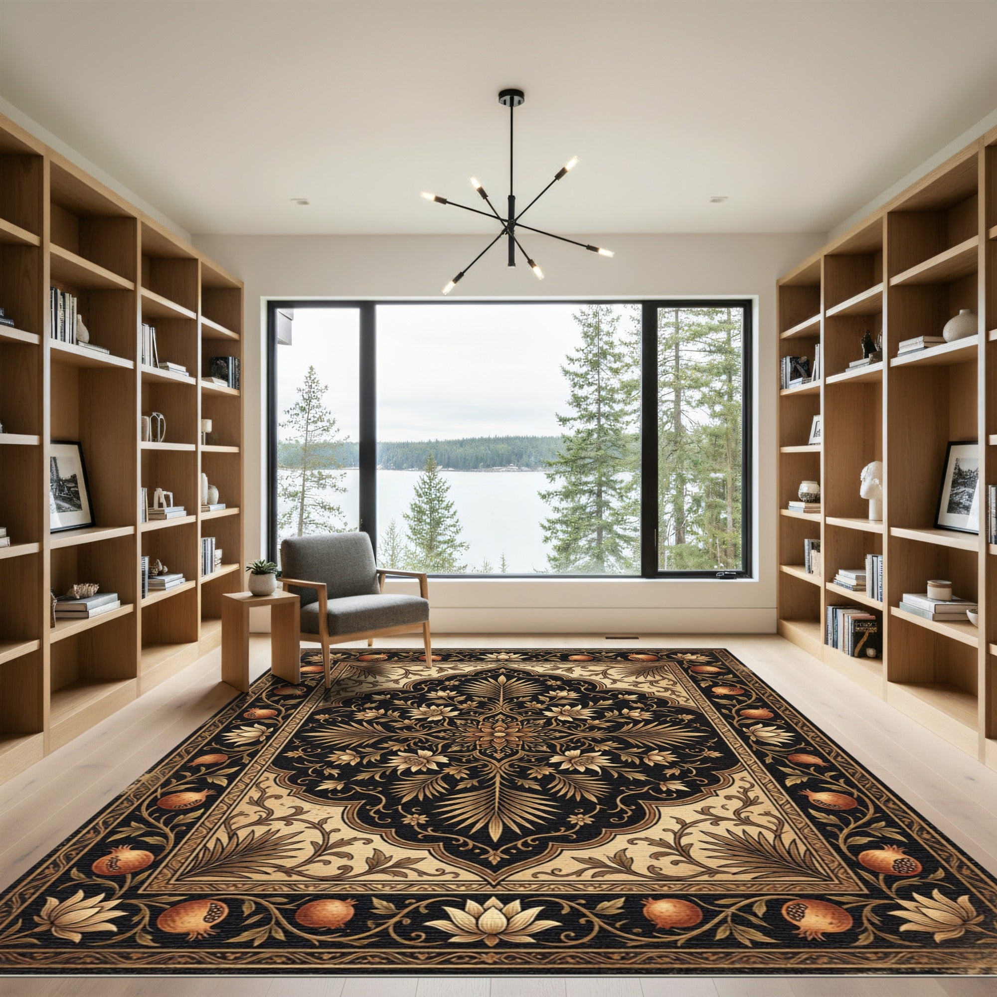 Ochre Pomegranate Floral Arch Rug