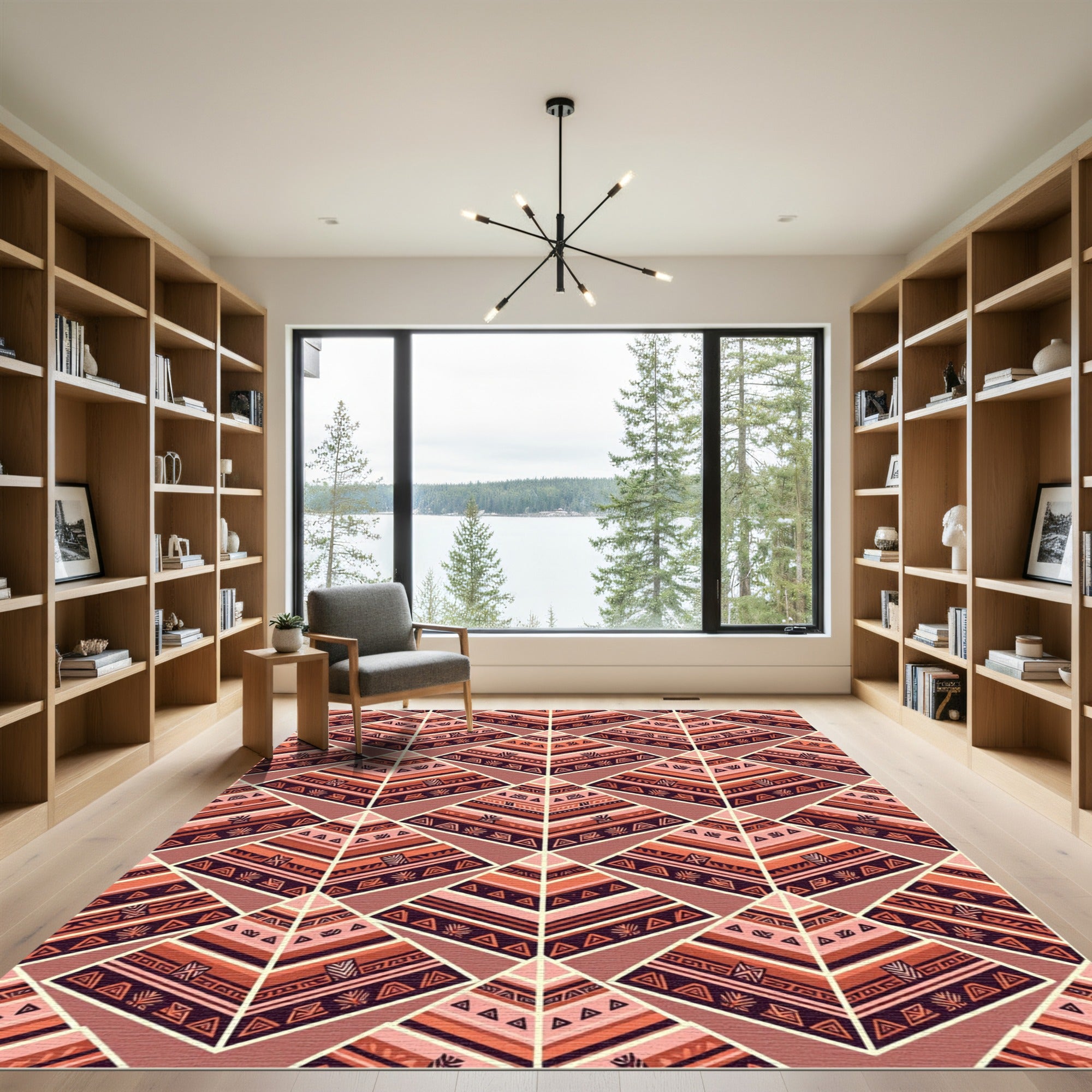 Geometric Tribal Arrow Pyramid Arrangement Rug