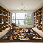 Adorable Terriers on Earthy Brown Background Rug
