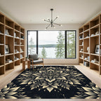 Elegant Monochrome Floral Mandala Medallion Rug