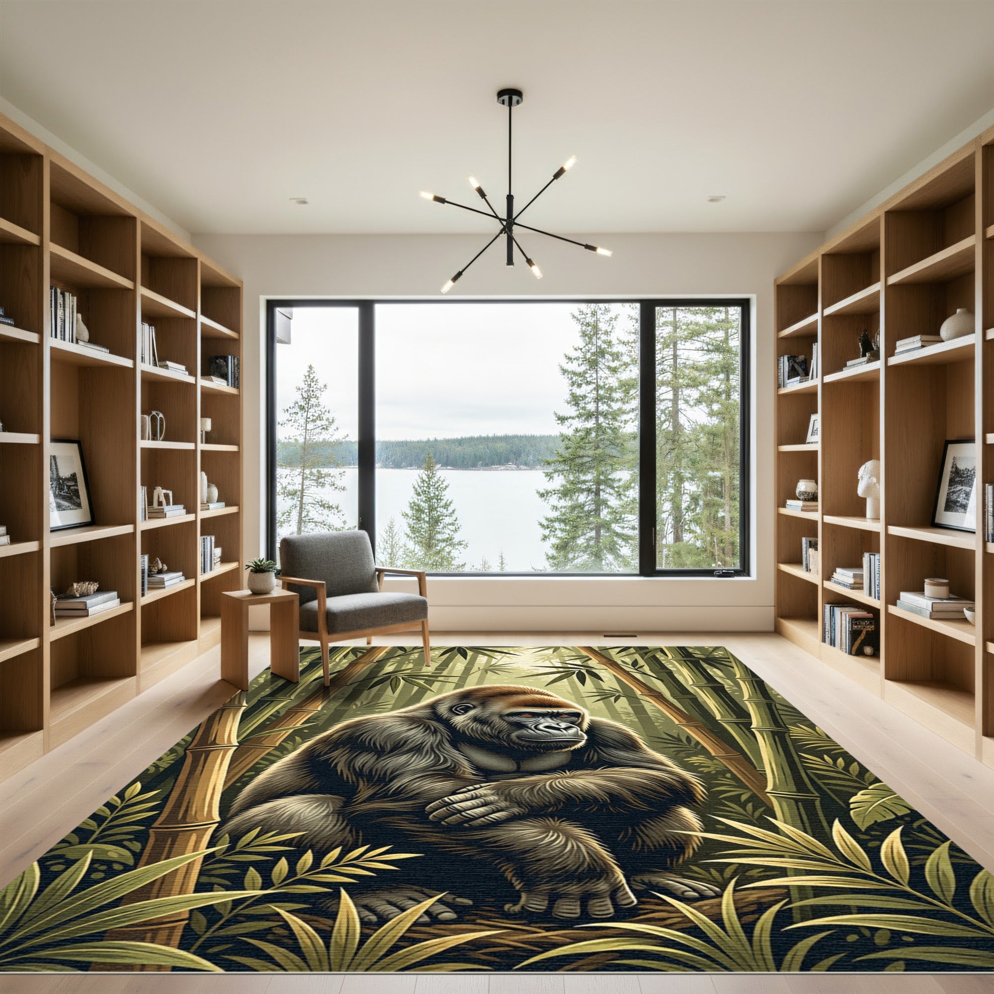 Majestic Silverback Gorilla Bamboo Forest Rug