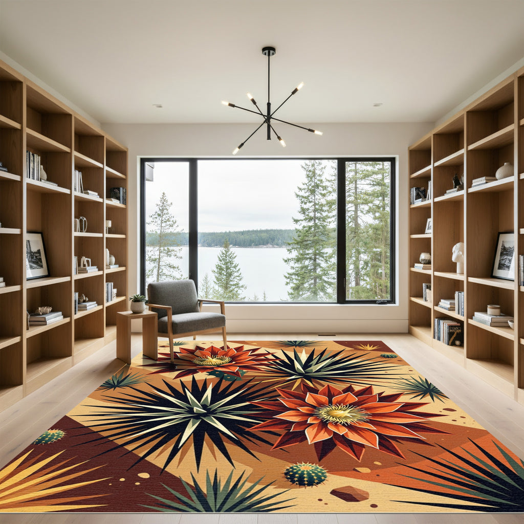 Crimson Agave Desert Bloom Rug