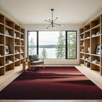 Minimalist Crimson Mountain Horizon Gradient Rug