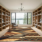 Geometric Terracotta Canyon Staircase Art Rug