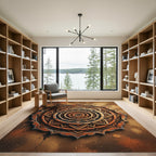 Earthy Bronze Mandala Medallion Circular Rug