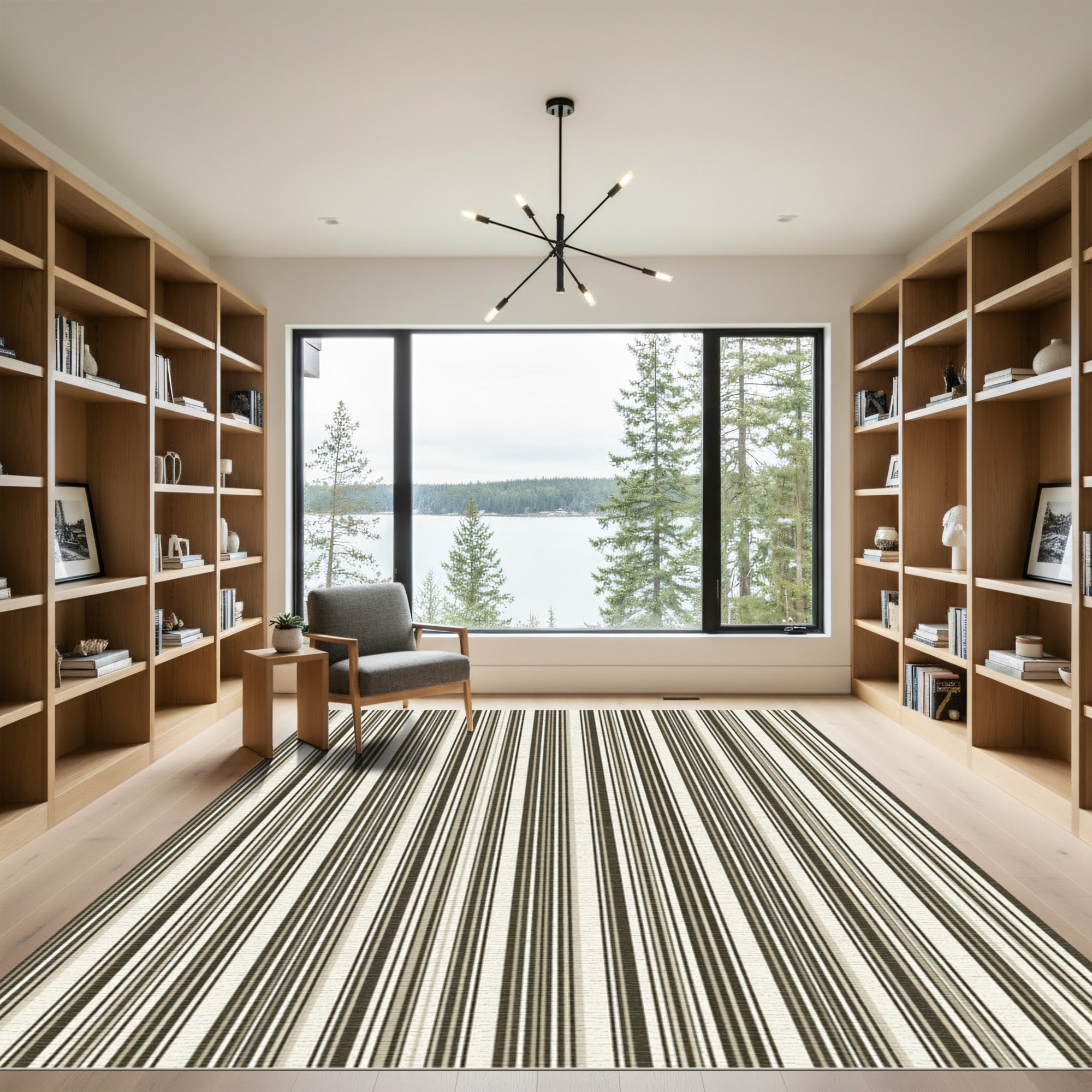 Neutral Tonal Vertical Stripe Rug