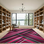 Modern Magenta Diagonal Striated Abstract Rug