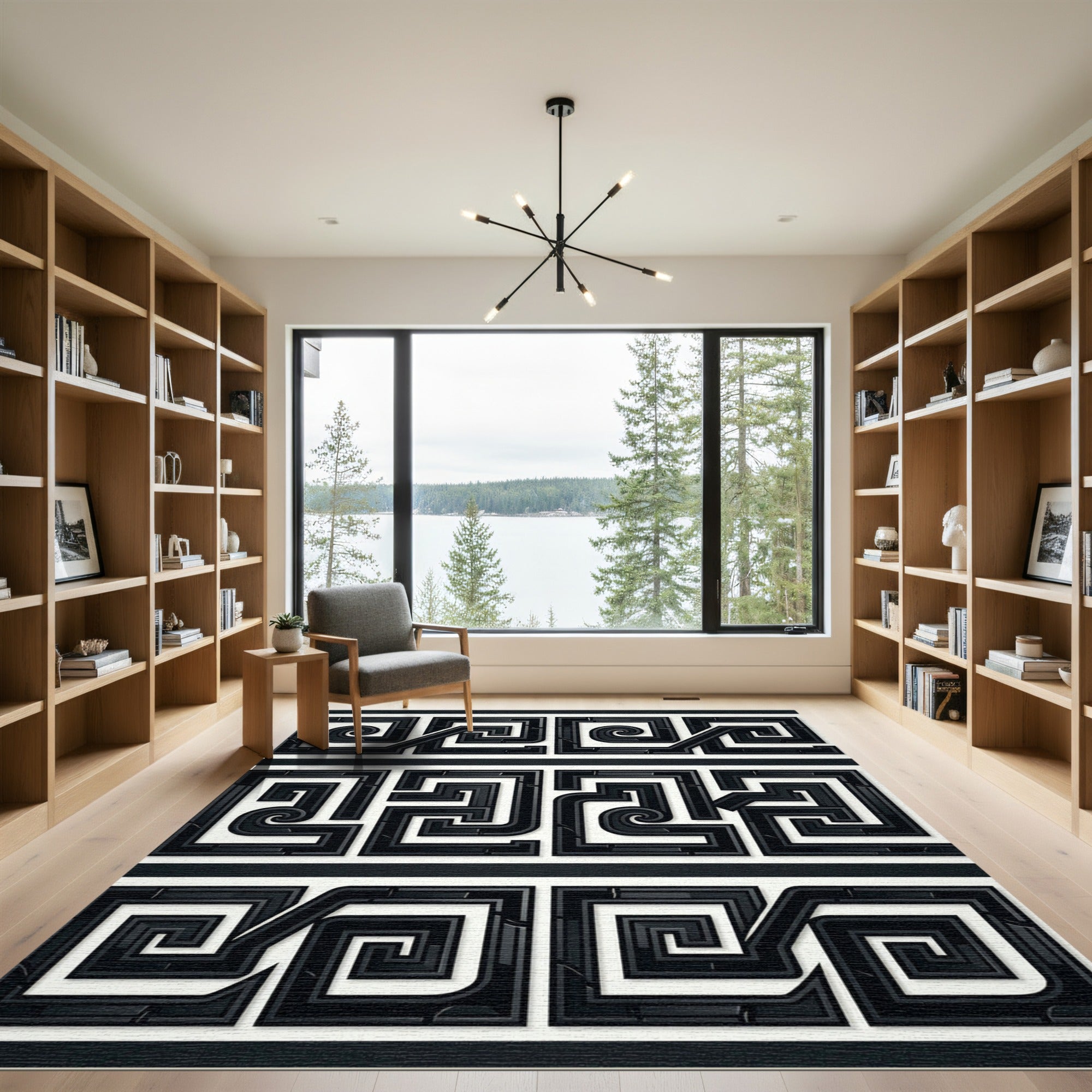 Greek Key Labyrinth Swirl Rug