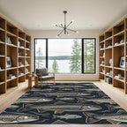 Dark Charcoal Trout Fish Wallpaper Rug
