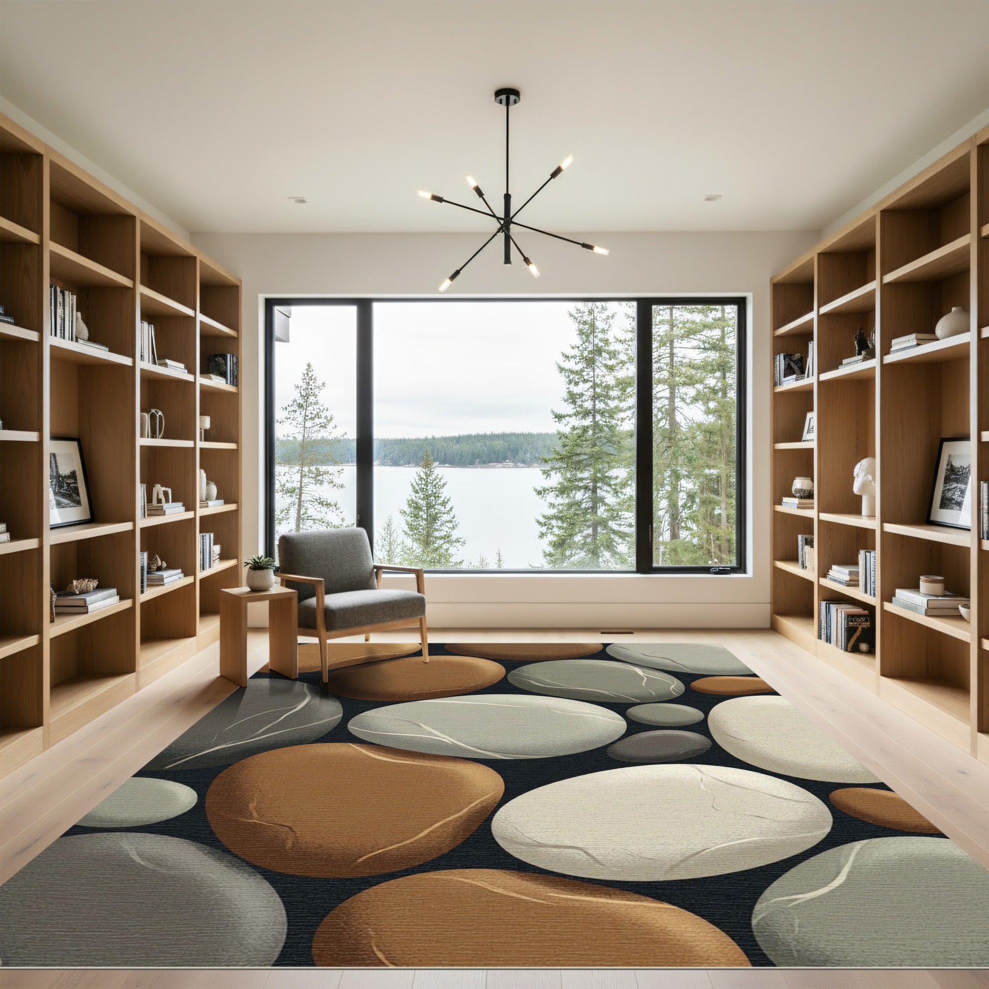 Earthy Tones Neutral Stone Pebble Rug