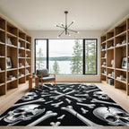 Gothic Scattered Skull and Bone Art Rug