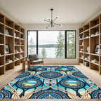 Coastal Blue Ocean View Medallion Rug