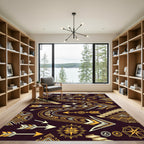 Golden Arrows and Geometric Staircase Art Rug