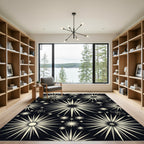 Atomic Starburst Cream Black Rug