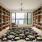 Pink Yellow Floral Garden Arrangement Rug