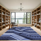 Blue Step Geometric Tribal Rug