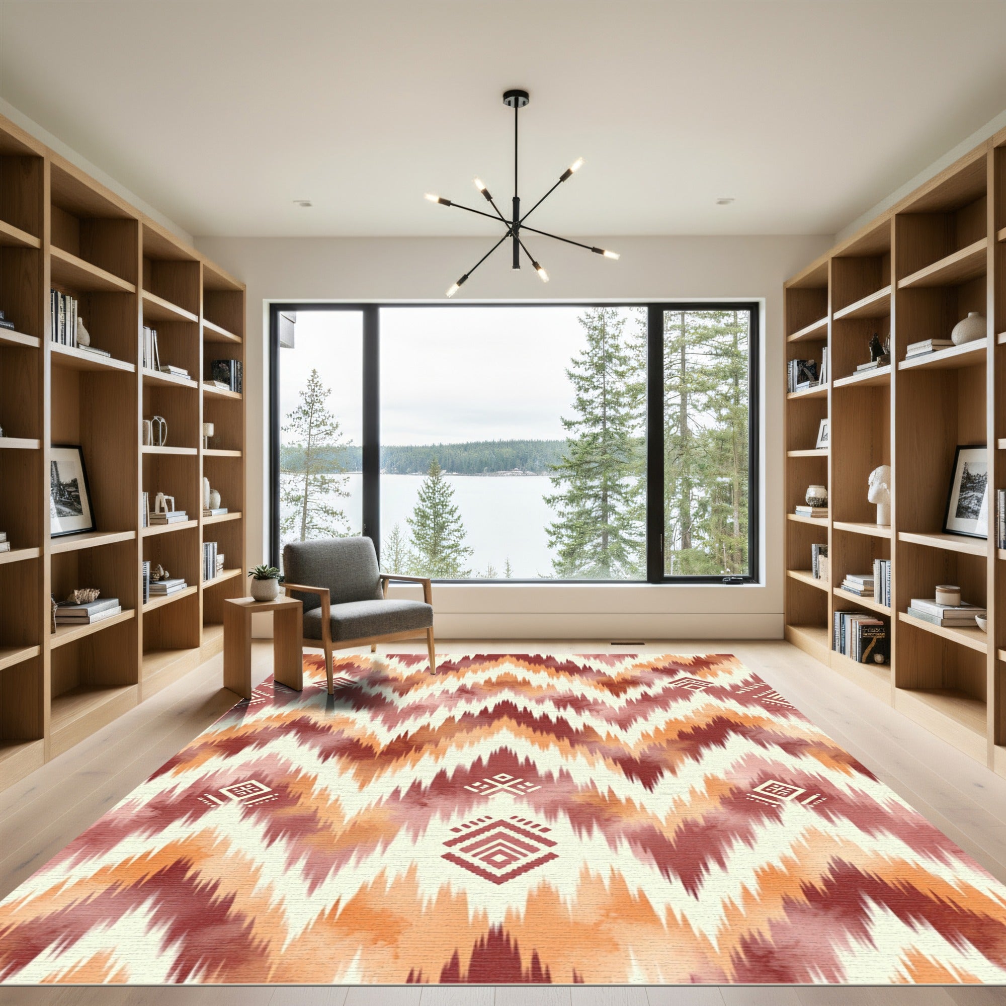 Terracotta Ochre Ikat Geometric Arrow Rug