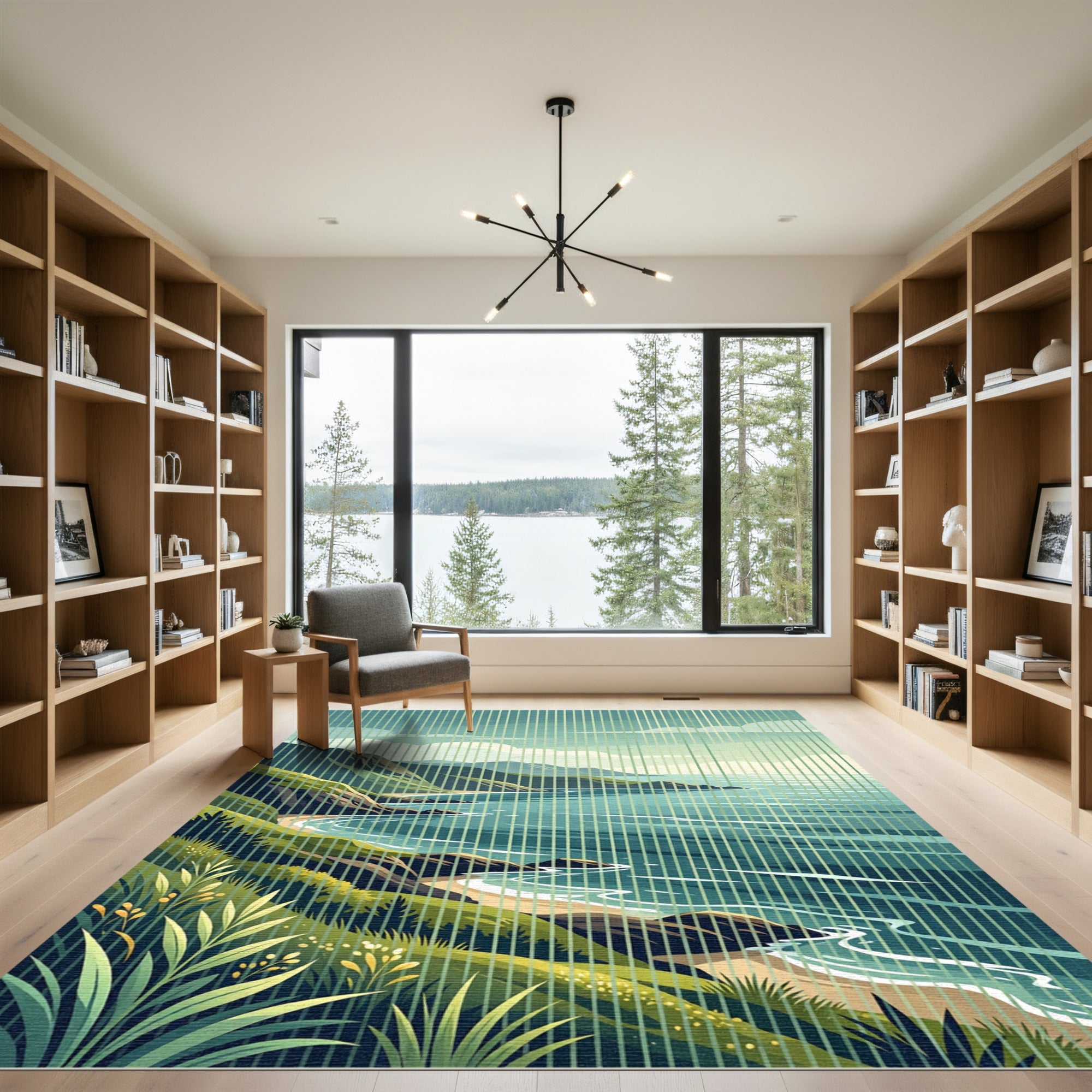 Coastal Cliffside Landscape Serene View Rug