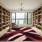 Abstract Crimson and Blush Brush Strokes Rug