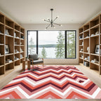 Warm Coral Chevron Zigzag Geometric Rug