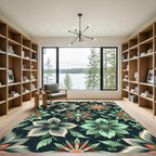 Mint Green Coral Floral Bloom Rug