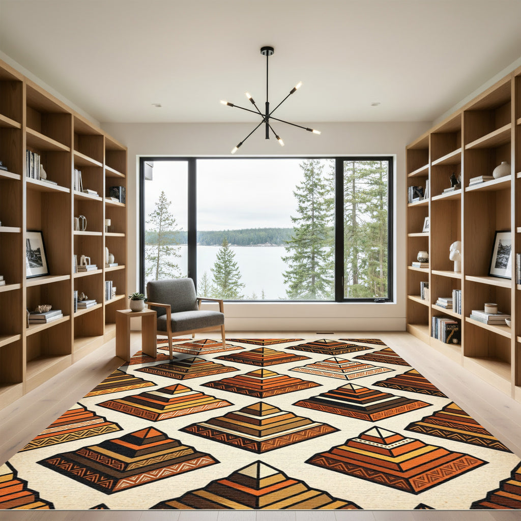 Earthy Tone Layered Pyramid Rug