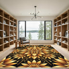 Elegant Radiant Golden Lotus Mandala Rug