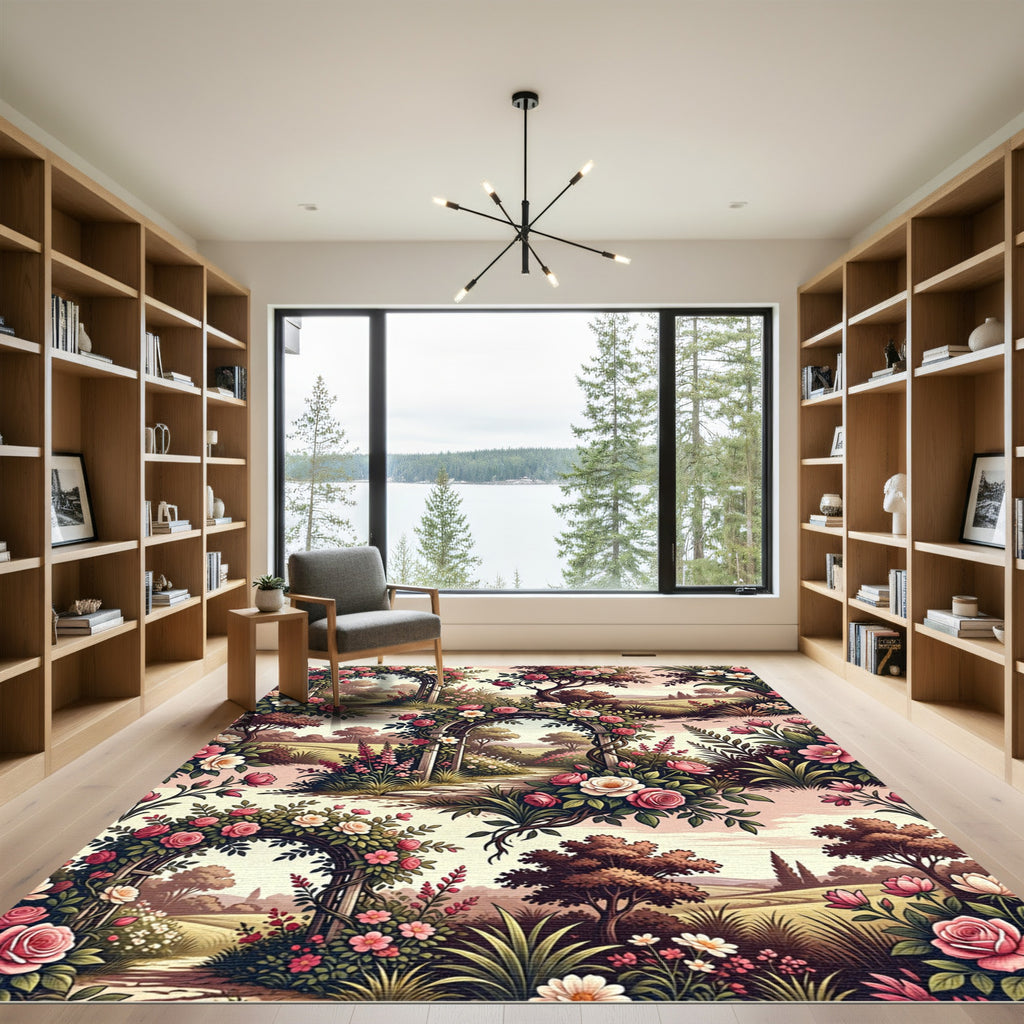 Enchanted Rose Garden Archway Floral Rug