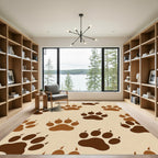 Brown Animal Paw Print Earthy Rug