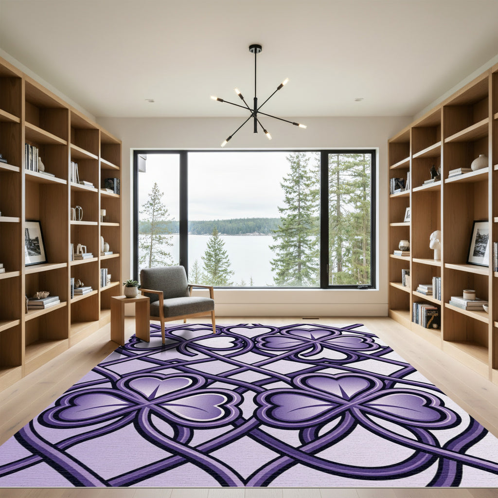 Purple Clover Heart Interlocking Lattice Rug